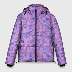 Куртка зимняя мужская Сиреневая пиксельная абстракция, цвет: 3D-черный