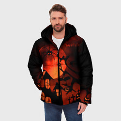 Куртка зимняя мужская Красная луна на Хэллоуин, цвет: 3D-черный — фото 2