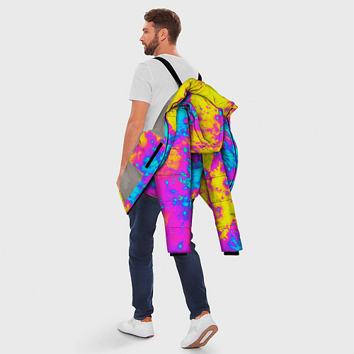Мужская зимняя куртка Яркая абстракция космических красок / 3D-Светло-серый – фото 5