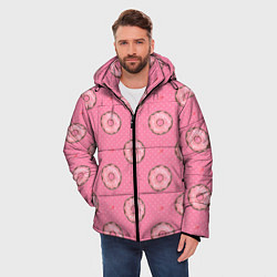 Куртка зимняя мужская Розовые пончики паттерн, цвет: 3D-красный — фото 2