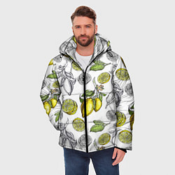 Куртка зимняя мужская Лимонный паттерн, цвет: 3D-черный — фото 2