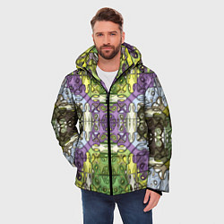 Куртка зимняя мужская Коллекция Фрактальная мозаика Фиолетово-зеленый, цвет: 3D-светло-серый — фото 2