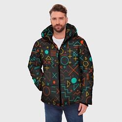 Куртка зимняя мужская Геометрическая Абстракция Частицы, цвет: 3D-красный — фото 2