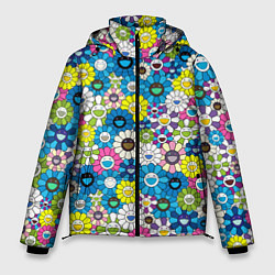Куртка зимняя мужская Takashi Murakami Улыбающиеся цветы, цвет: 3D-черный