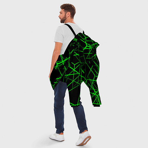 Мужская зимняя куртка Зеленые Полигоны Матрица / 3D-Черный – фото 5