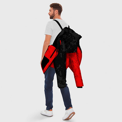 Мужская зимняя куртка DOTA 2 RED LOGO, БРЫЗГИ КРАСОК / 3D-Черный – фото 5