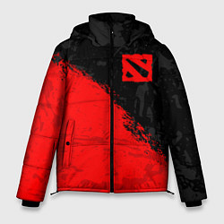 Куртка зимняя мужская DOTA 2 RED LOGO, БРЫЗГИ КРАСОК, цвет: 3D-красный