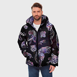 Куртка зимняя мужская Космические тигры, цвет: 3D-черный — фото 2