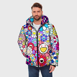 Куртка зимняя мужская Цветы Takashi Murakami, цвет: 3D-красный — фото 2