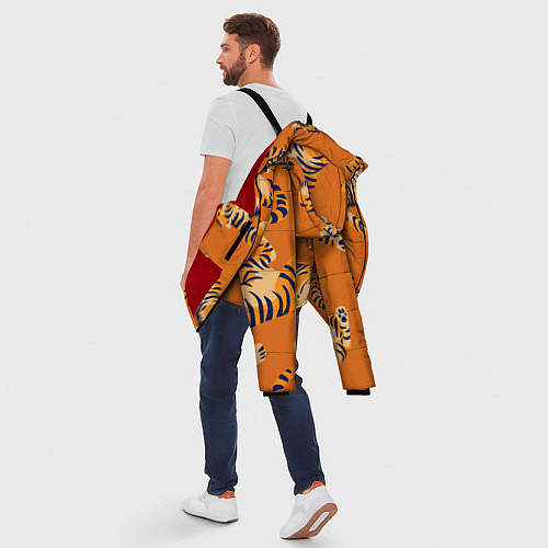 Мужская зимняя куртка Тигр паттерн / 3D-Красный – фото 5