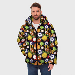 Куртка зимняя мужская Разные Спортивные Мячи, цвет: 3D-черный — фото 2