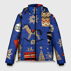 Куртка зимняя мужская Новогодний узор, цвет: 3D-красный