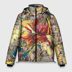 Куртка зимняя мужская Очень красивые цветы, цвет: 3D-красный