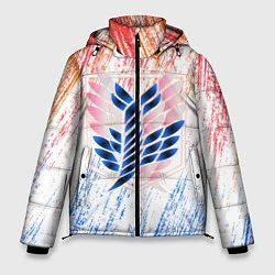 Куртка зимняя мужская Атака Титанов Ласкутный Неон 2022, цвет: 3D-светло-серый