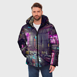 Куртка зимняя мужская Городской киберпанк, цвет: 3D-красный — фото 2