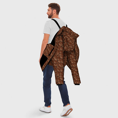 Мужская зимняя куртка Шоколадная Текстура / 3D-Черный – фото 5