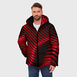 Куртка зимняя мужская Волны красного металла, цвет: 3D-черный — фото 2