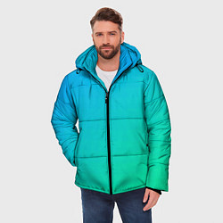 Куртка зимняя мужская Бирюзовый градиент В небольшую клеточку, цвет: 3D-светло-серый — фото 2