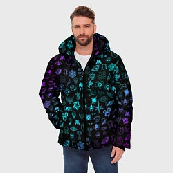 Куртка зимняя мужская RAINBOW SIX SIEGE NEON PATTERN SYMBOL, цвет: 3D-светло-серый — фото 2