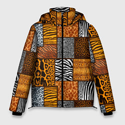 Куртка зимняя мужская Тигр, полосы, 2022, цвет: 3D-черный
