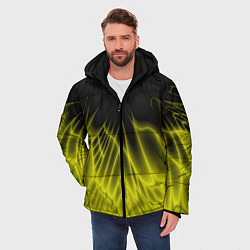 Куртка зимняя мужская Коллекция Rays Лучи Желтый и черный Абстракция 662, цвет: 3D-черный — фото 2