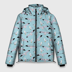 Куртка зимняя мужская Чайки паттерн, цвет: 3D-светло-серый