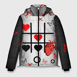 Куртка зимняя мужская Крестики нолики сердцами, цвет: 3D-красный