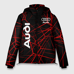 Куртка зимняя мужская Audi: Красные линии, цвет: 3D-черный