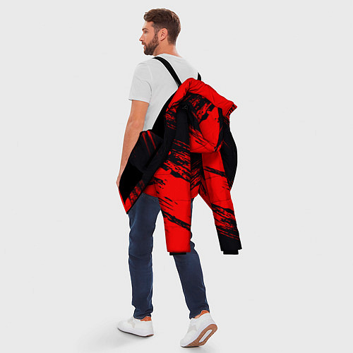 Мужская зимняя куртка Красная краска брызги / 3D-Черный – фото 5