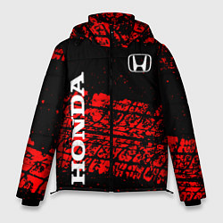 Куртка зимняя мужская Honda Следы от шин, цвет: 3D-красный