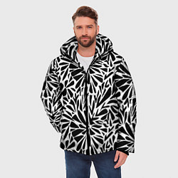 Куртка зимняя мужская Черно белый абстрактный узор, цвет: 3D-красный — фото 2