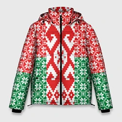 Куртка зимняя мужская Белоруссия Обережные Узоры Алатырь, цвет: 3D-красный