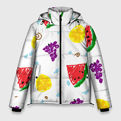 Куртка зимняя мужская Пиксельные фрукты, цвет: 3D-черный