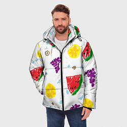 Куртка зимняя мужская Пиксельные фрукты, цвет: 3D-черный — фото 2