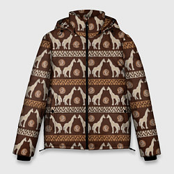 Куртка зимняя мужская Жирафы Африка паттерн, цвет: 3D-черный