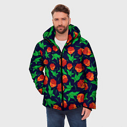 Куртка зимняя мужская Тюльпаны Весенние цветы, цвет: 3D-черный — фото 2