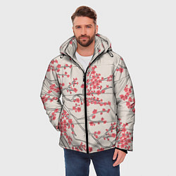 Куртка зимняя мужская Красные цветы на ветках, цвет: 3D-красный — фото 2