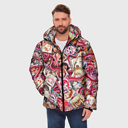 Куртка зимняя мужская Ахегао с щупальцами в цвете, цвет: 3D-светло-серый — фото 2