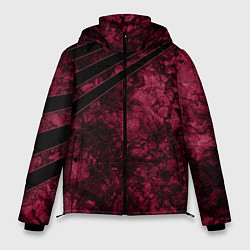 Куртка зимняя мужская Мраморный бордовый текстурированный узор, цвет: 3D-черный