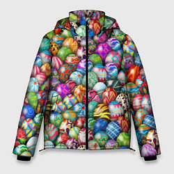 Куртка зимняя мужская Пасхальные крашеные яйца, цвет: 3D-черный