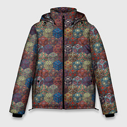 Куртка зимняя мужская Разноцветные Кубические Узоры, цвет: 3D-красный