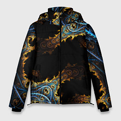 Куртка зимняя мужская Огненные фракталы 3d, цвет: 3D-светло-серый