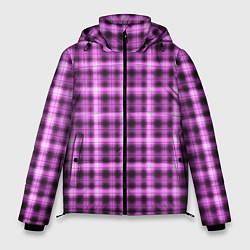 Куртка зимняя мужская Неоновый узор в клетку Светящиеся квадраты, сетка, цвет: 3D-черный