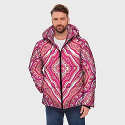 Куртка зимняя мужская Абстракция Узор розового цвета, цвет: 3D-светло-серый — фото 2