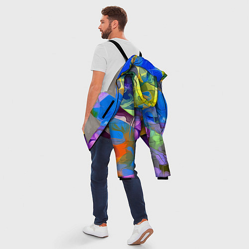 Мужская зимняя куртка Цветочный узор Summer / 3D-Светло-серый – фото 5