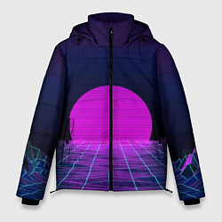Куртка зимняя мужская Закат розового солнца Vaporwave Психоделика, цвет: 3D-черный