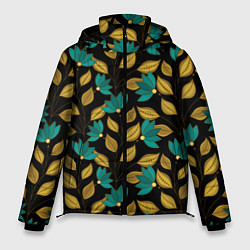 Куртка зимняя мужская Золотые и зеленые листья, цвет: 3D-светло-серый