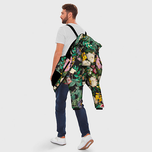 Мужская зимняя куртка Паттерн из летних цветов Summer Flowers Pattern / 3D-Черный – фото 5