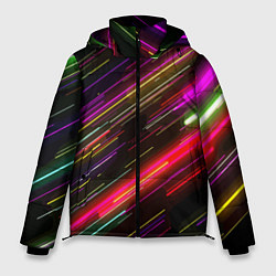 Куртка зимняя мужская Неоновый паттерн Abstraction, цвет: 3D-красный