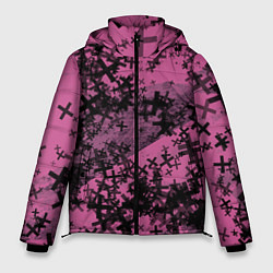 Куртка зимняя мужская Кресты и хаос На розовом Коллекция Get inspired! F, цвет: 3D-светло-серый